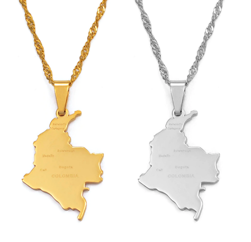 Colombia Map Pendant Necklace