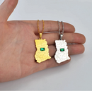 Ghana Map with Green Stone Pendant Necklace