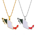 Mexico Map with Flag Pendant Necklace