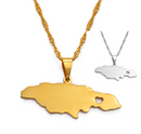 Jamaica Map with Heart Pendant Necklace