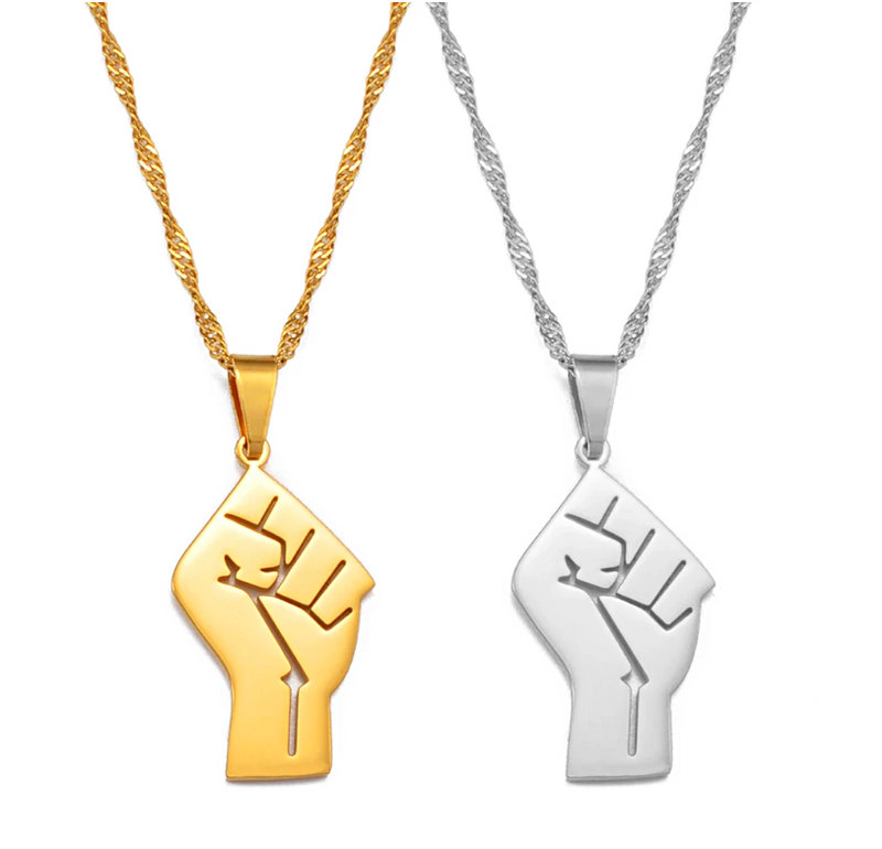 Black Lives Matter Raised Fist pendant Necklace