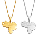 Venezuela Map with Cities Pendant Necklace