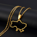 Ukraine Map Outline Pendant Necklace