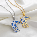 Greece Map with Flag Pendant Necklace