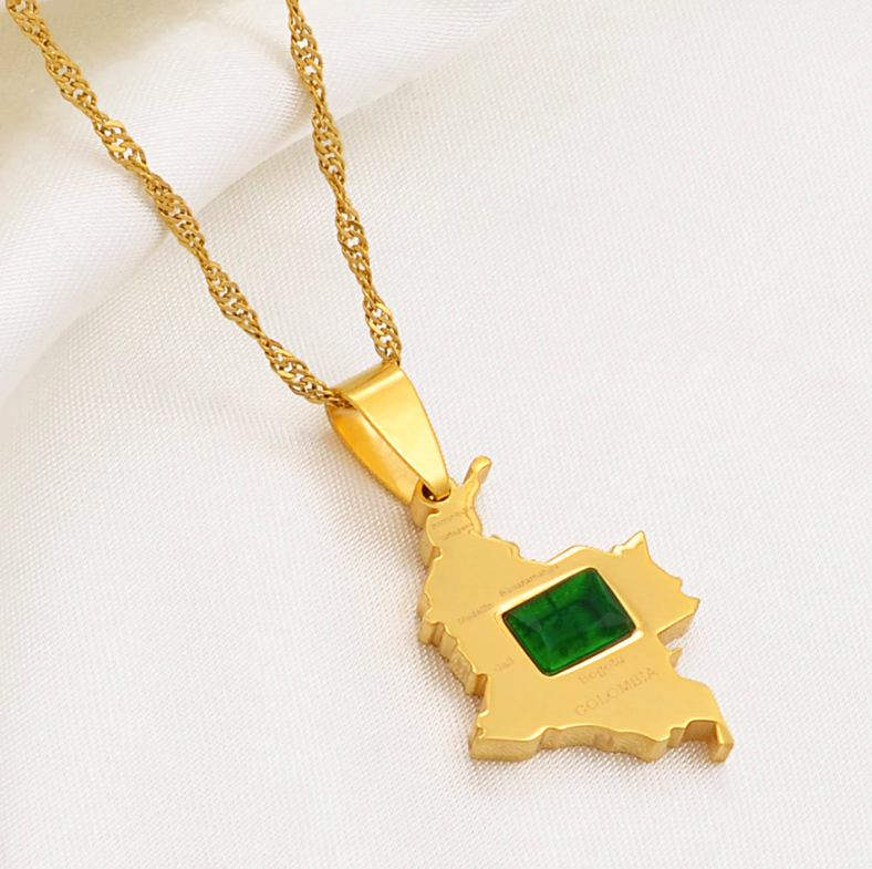 Colombia Map Pendant Necklace