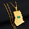 Ghana Map with Green Stone Pendant Necklace