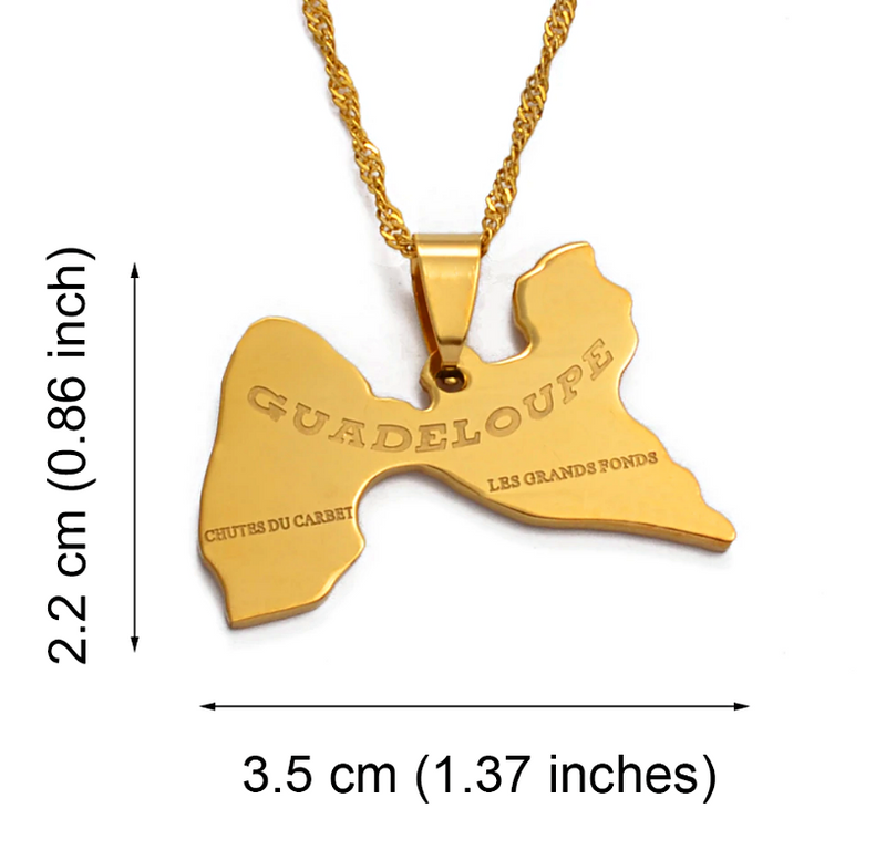 Guadeloupe Map Pendant Necklace