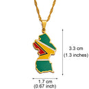 Guyana Map with Flag Pendant Necklace