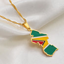 Guyana Map with Flag Pendant Necklace