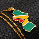 Guyana Map with Flag Pendant Necklace