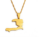 Haiti Map with Cities Pendant Necklace