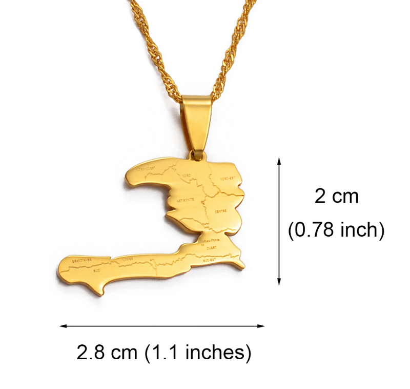 Haiti Map with Cities Pendant Necklace