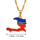 Haiti Map with Flag Pendant Necklace