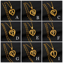 Initial Heart Flower Pendant Necklace