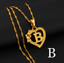 Initial Heart Flower Pendant Necklace