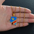 Democratic Republic of Congo Map with Flag Necklace