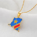 Democratic Republic of Congo Map with Flag Necklace