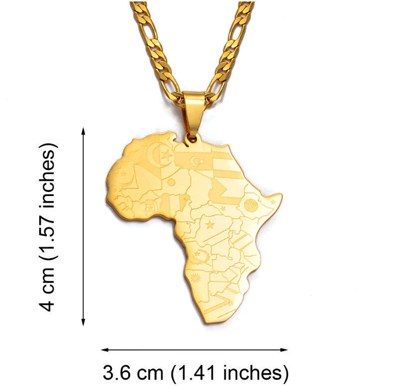 Africa Map Necklace With Countries Flag Symbol