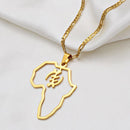 Africa Map with Gye Nyame Symbol Necklace