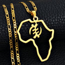 Africa Map with Gye Nyame Symbol Necklace