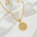 Arabic Ayat al Kursi Prayer Holy Quran Verse Pendant Necklace