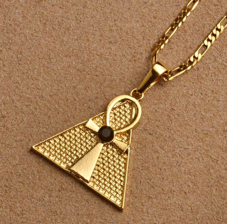 Ankh Cross Pyramid Egyptian Pendant Necklace