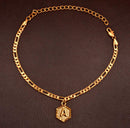 Initial Hexagon Pendant Ankle Bracelet