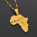 Africa Map With Queen Nefertiti Camel Pyramid Necklace