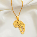 Africa Map with Tree Branches Necklace