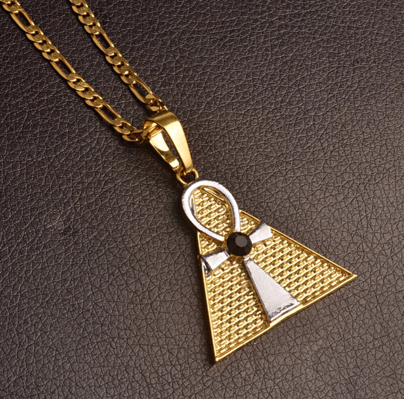 Ankh Cross Pyramid Egyptian Pendant Necklace