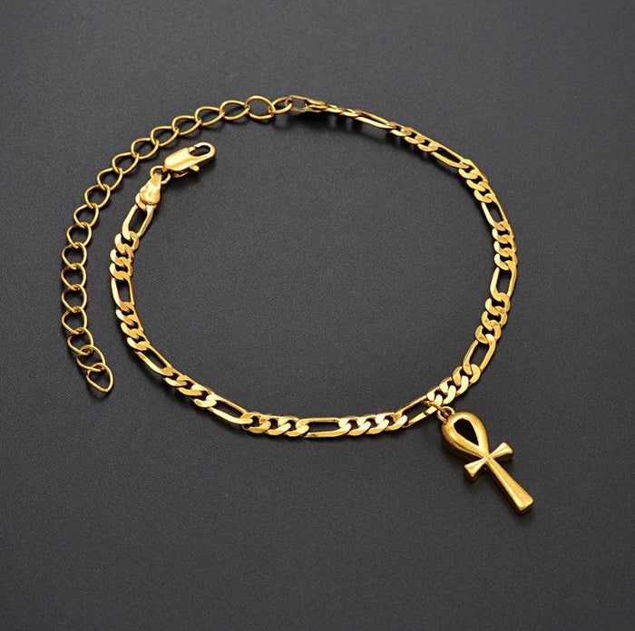 Ankh Cross Egyptian Ankle Bracelet - Main Image
