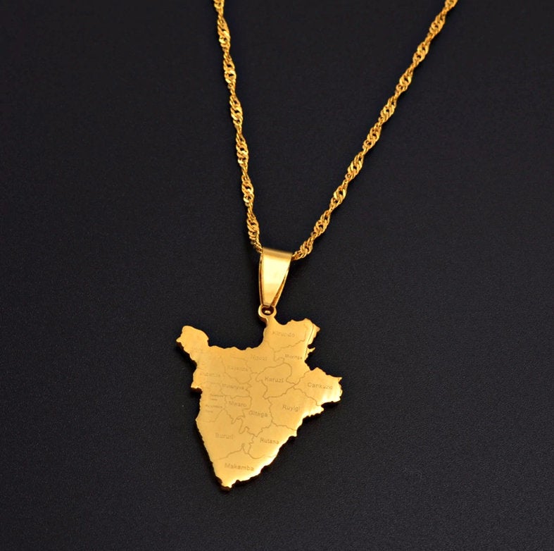 Burundi Map With Cities Necklace