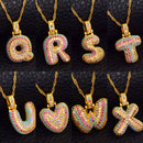 Initials Colored Stones Pendant Necklace