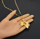 Africa Map with Gye Nyame Pendant Necklace