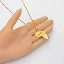 Africa Map With Queen Nefertiti Camel Pyramid Necklace