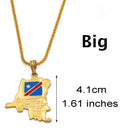 Democratic Republic of Congo Map Pendant Necklace