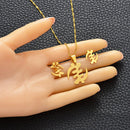 Gye Nyame Adinkra Symbol Necklace Earrings Jewelry Set
