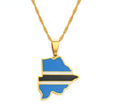 Botswana Map with Flag Pendant Necklace