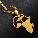 Africa Map Roots Tree Sunrise Necklace