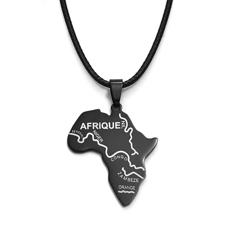 Africa Map Necklace with Main Rivers