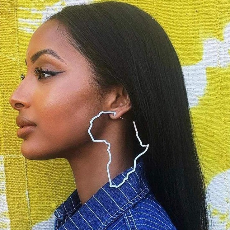 Africa map hoop earrings