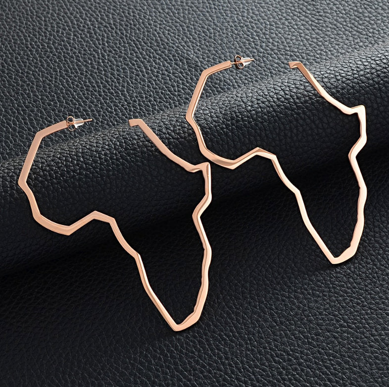 Africa map Outline Hoop Earrings