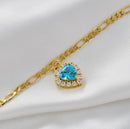 Heart Colorful Stone Ankle Bracelet