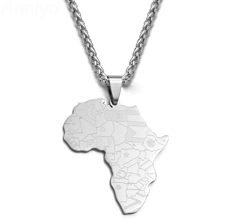 Africa Map Necklace with countries