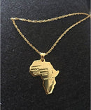 Africa Map with Main Rivers Pendant Necklace