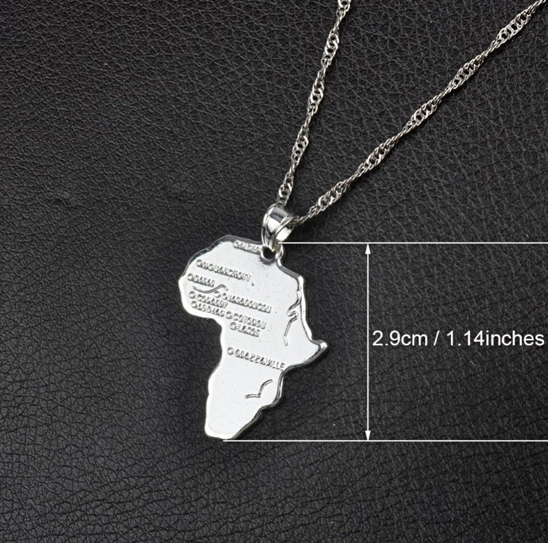 Africa Map with Main Rivers Pendant Necklace