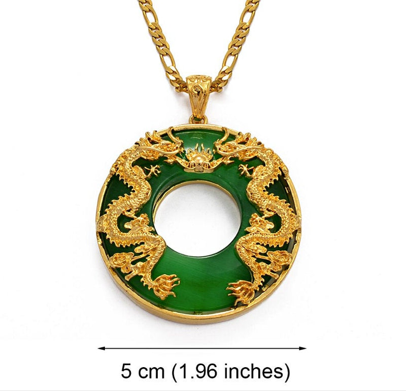 Dragon Green Stone Pendant Necklace
