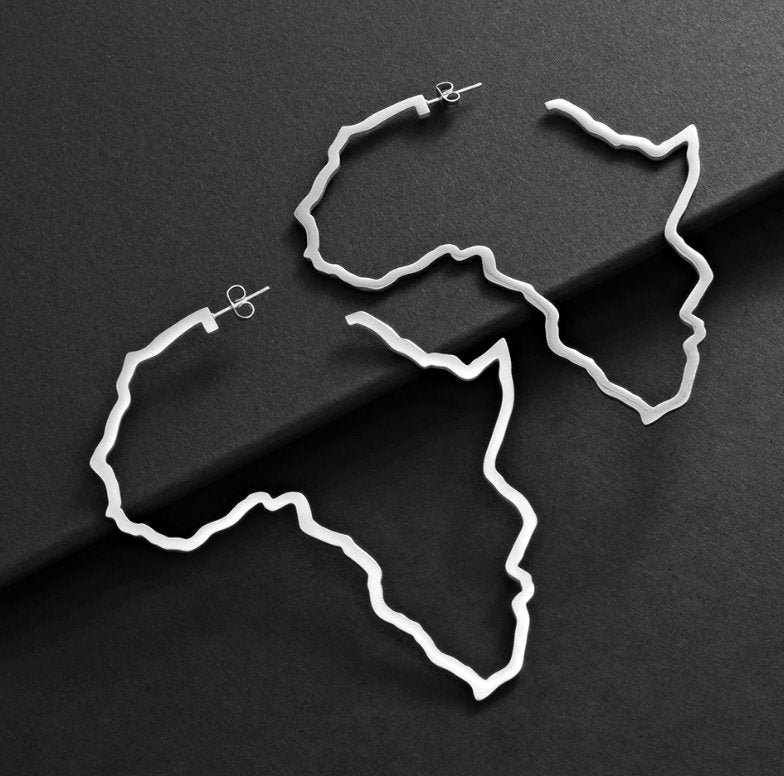 Africa map hoop earrings