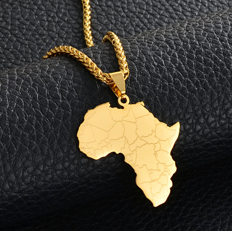 Africa Map Pendant Necklace with Palma Chain