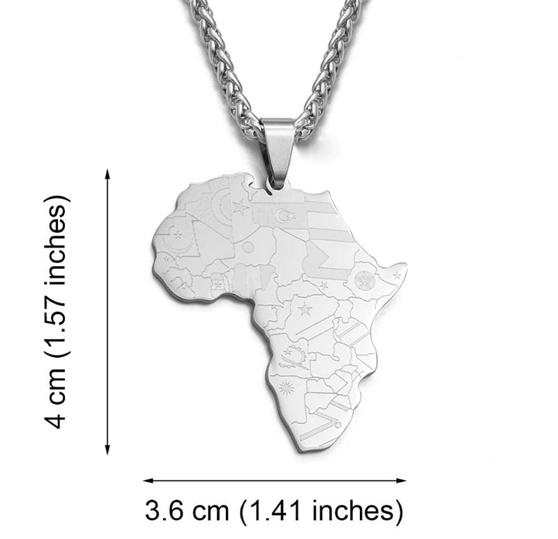 Africa Map Necklace With Flag Symbols